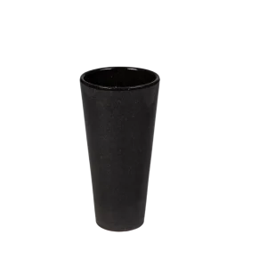 Jarrón negro de cerámica artesanal, ideal para proyectos decorativos. Producido por expertos distribuidores de cerámica artesanal